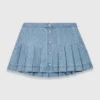 Short pleated denim skirt with strass Short pleated denim skirt with strass