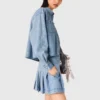 Short rhinestone denim shirt Short rhinestone denim shirt
