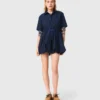 Short-sleeved cotton bubble dress