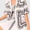 Short-sleeved embroidered shirt