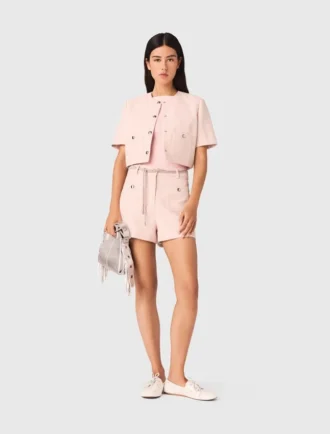 Short-sleeved tweed jacket