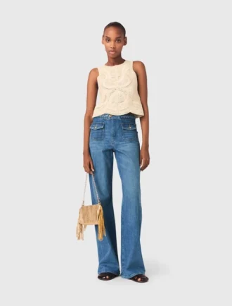 Sleeveless crochet-knit top