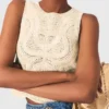 Sleeveless crochet-knit top Sleeveless crochet-knit top