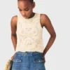Sleeveless crochet-knit top Sleeveless crochet-knit top