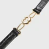 Slim croc-effect leather belt Slim croc-effect leather belt