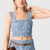 Smocked rhinestone cotton top Smocked rhinestone cotton top