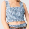 Smocked rhinestone cotton top Smocked rhinestone cotton top