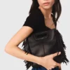 Smooth leather M bag with fringing Smooth leather M bag with fringing