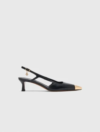 Smooth leather slingback pumps