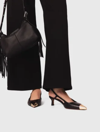 Smooth leather slingback pumps