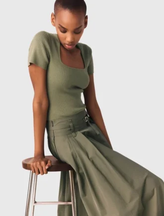 Square-neck ribbed sweater