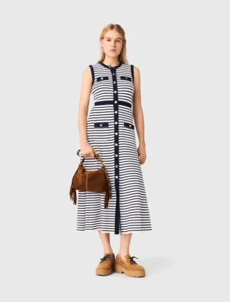 Striped knit maxi dress