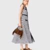 Striped knit maxi dress