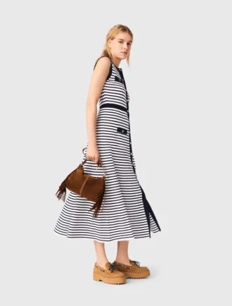 Striped knit maxi dress