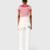 Striped knit top with boat neck