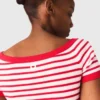 Striped knit top with boat neck