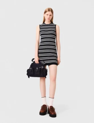 Striped mini crochet dress