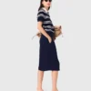 Striped polo with rhinestone collar
