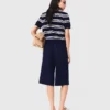 Striped polo with rhinestone collar