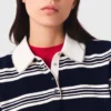 Striped polo with rhinestone collar