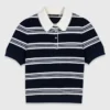Striped polo with rhinestone collar