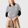 Striped rhinestone flower T-shirt Striped rhinestone flower T-shirt