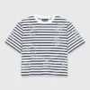 Striped rhinestone flower T-shirt Striped rhinestone flower T-shirt