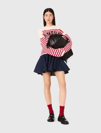 Striped rib knit sweater