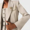 Suit jacket with brooch