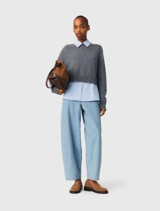 Sweater with removable collar and layer