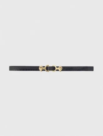 Thin leather belt with lion bit Thin leather belt with lion bit