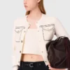 Topstitched cropped cardigan