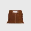 Topstitched suede M bag