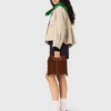 Topstitched suede M bag