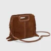 Topstitched suede M bag