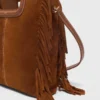 Topstitched suede M bag