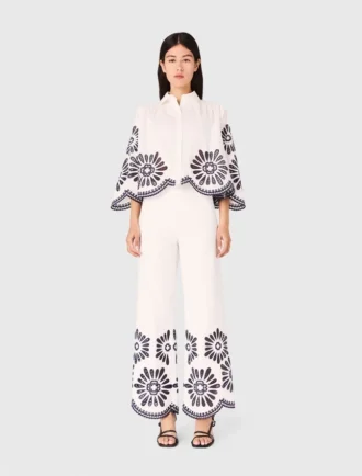 Trousers with crochet detail