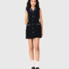 Tweed dress with denim details Tweed dress with denim details