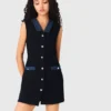 Tweed dress with denim details Tweed dress with denim details