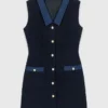 Tweed dress with denim details Tweed dress with denim details
