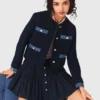 Tweed jacket with denim trim Tweed jacket with denim trim