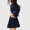 Tweed jacket with denim trim Tweed jacket with denim trim