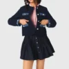 Tweed jacket with denim trim Tweed jacket with denim trim