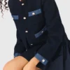 Tweed jacket with denim trim Tweed jacket with denim trim