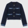 Tweed jacket with denim trim Tweed jacket with denim trim