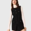 Tweed jumpsuit with rhinestones