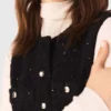 Tweed jumpsuit with rhinestones