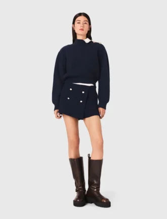Tweed shorts with contrast waistband