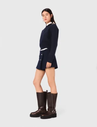 Tweed shorts with contrast waistband