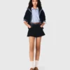 Tweed shorts with denim details Tweed shorts with denim details